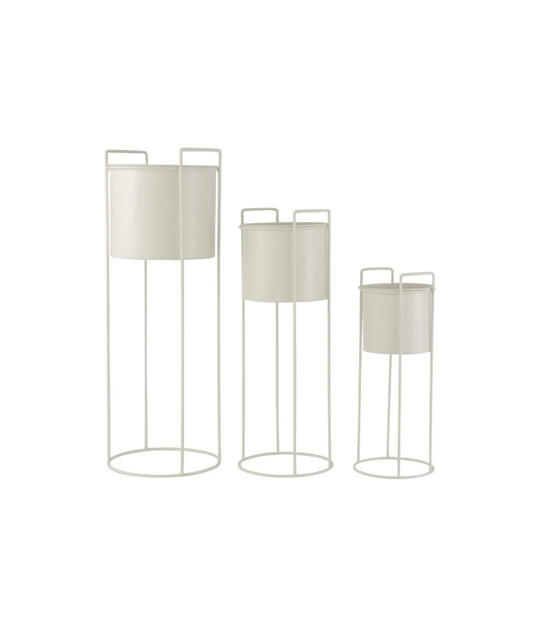 Paris Prix - Lot De 3 Cache-pots Sur Pied métal 80cm Blanc