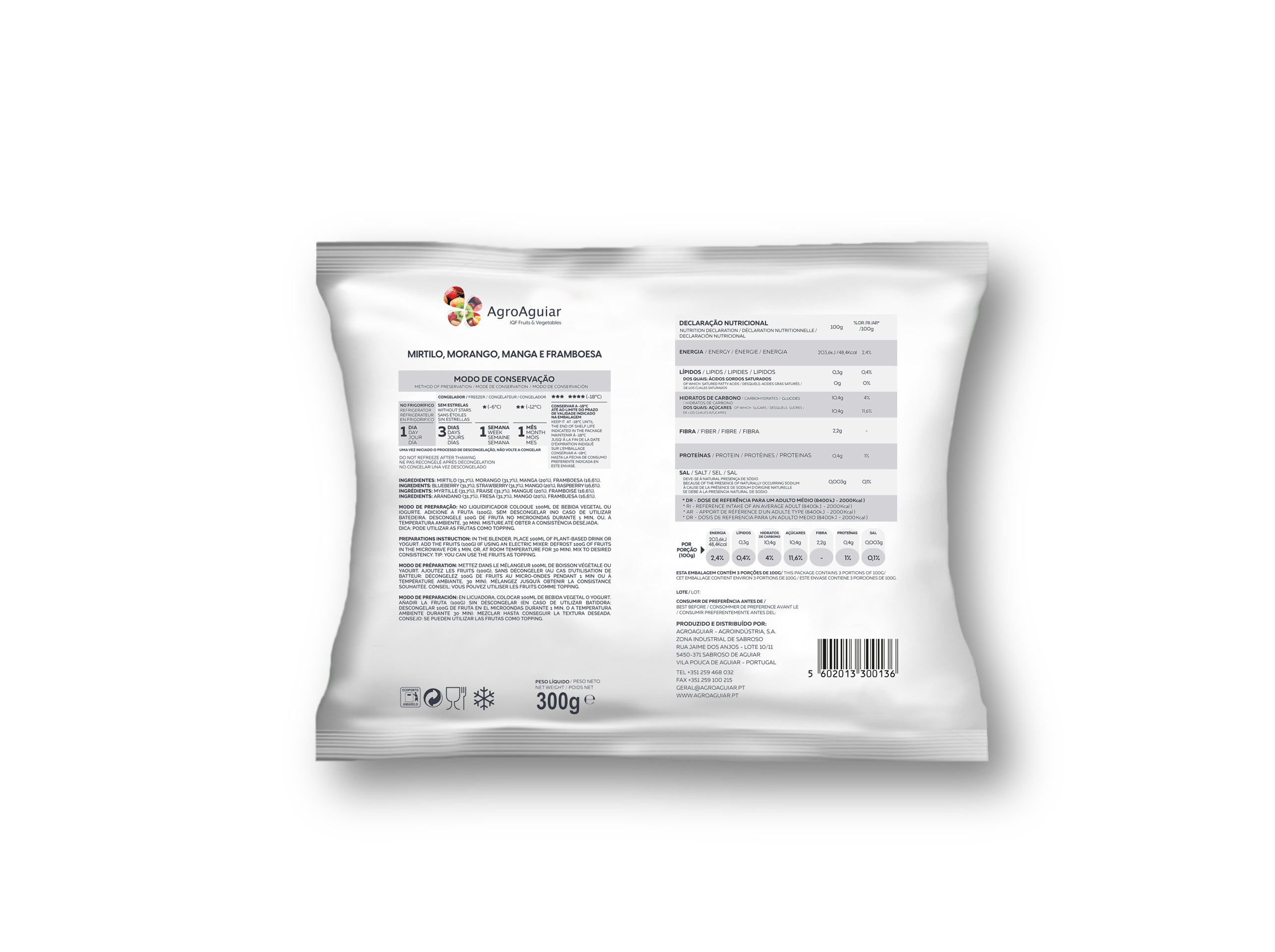 MIX FRUTAS AGROAGUIAR FRT. VERMELHOS E MANGA 300G