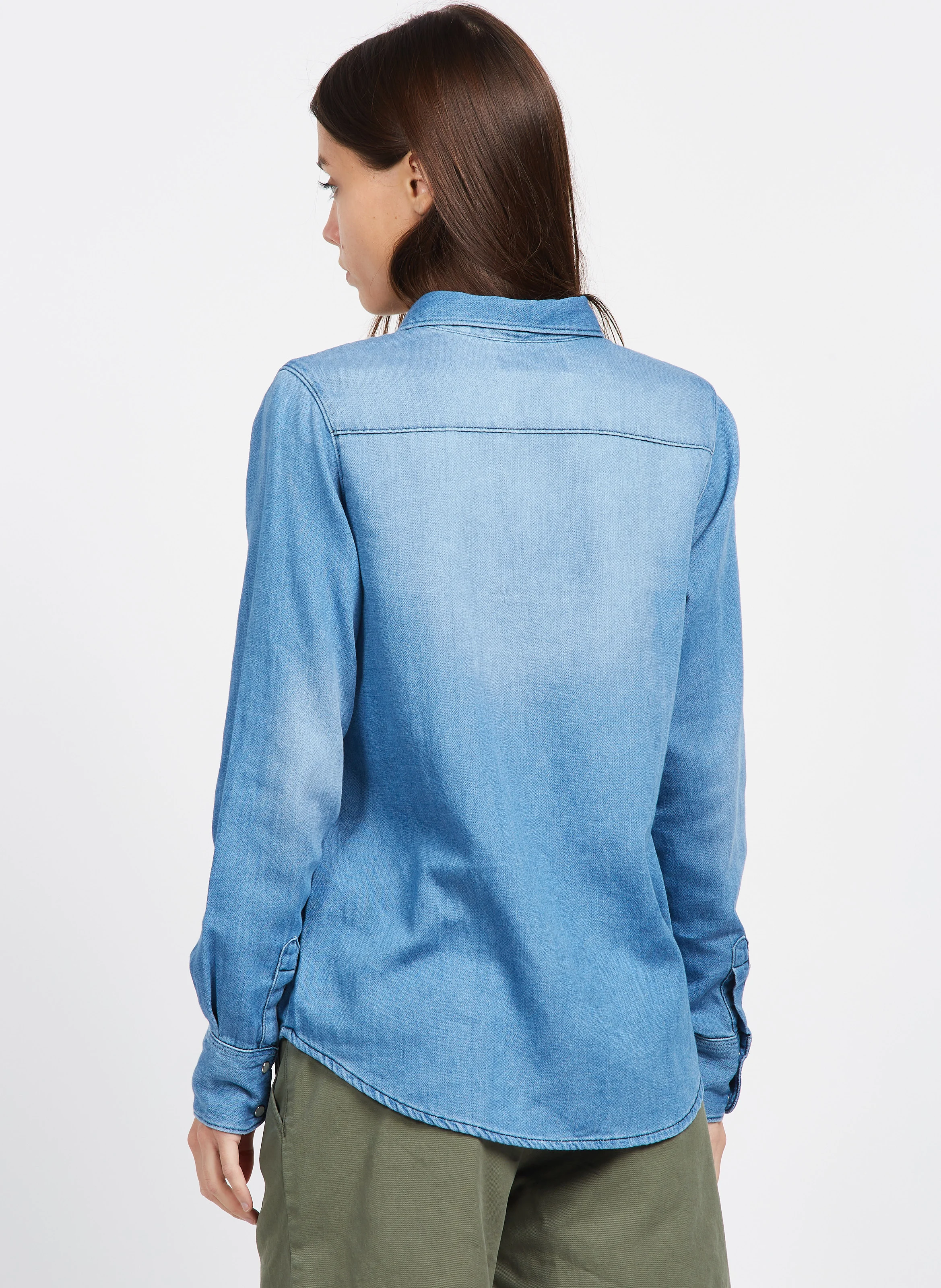 ANJA - Chemise col classique à poches en jean | Bleu