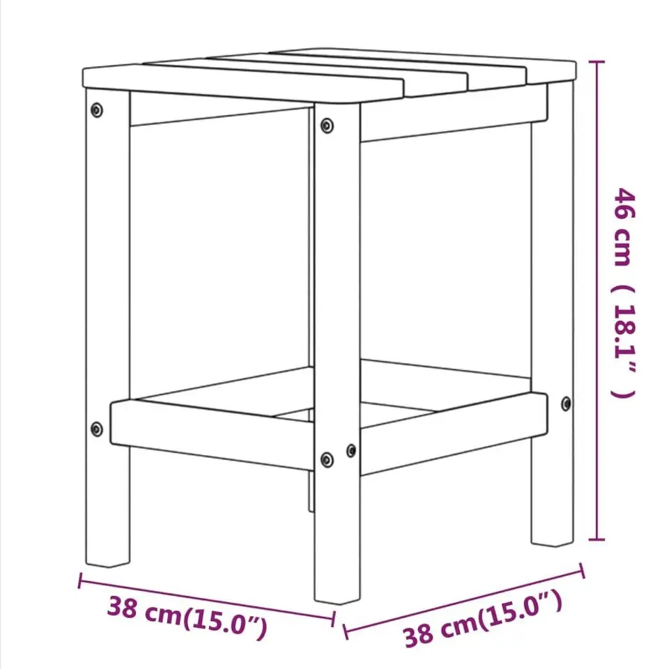 vidaXL - Tuintafel Adirondack - Vierkant - Aquablauw - HDPE - 38x38x46 cm