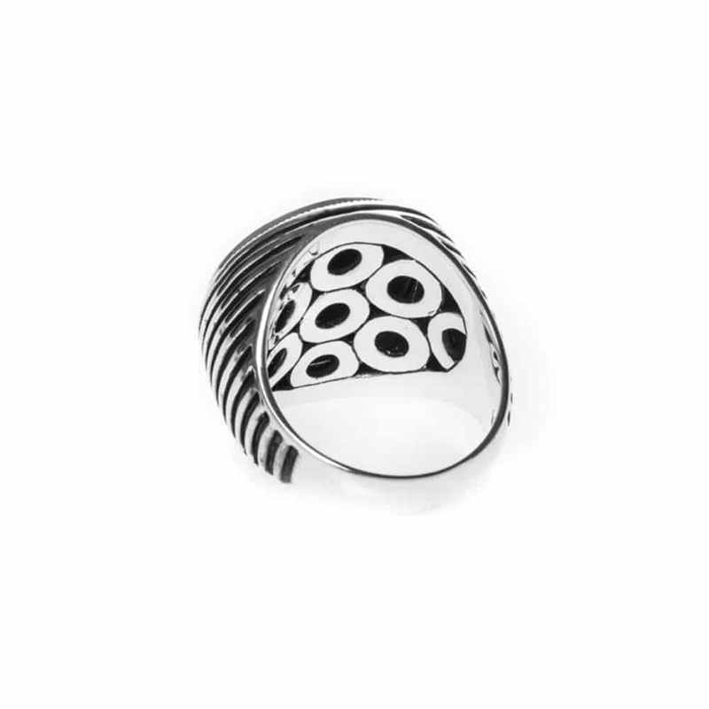 Bague Chevalière Homme Onyx énigmatique Argent