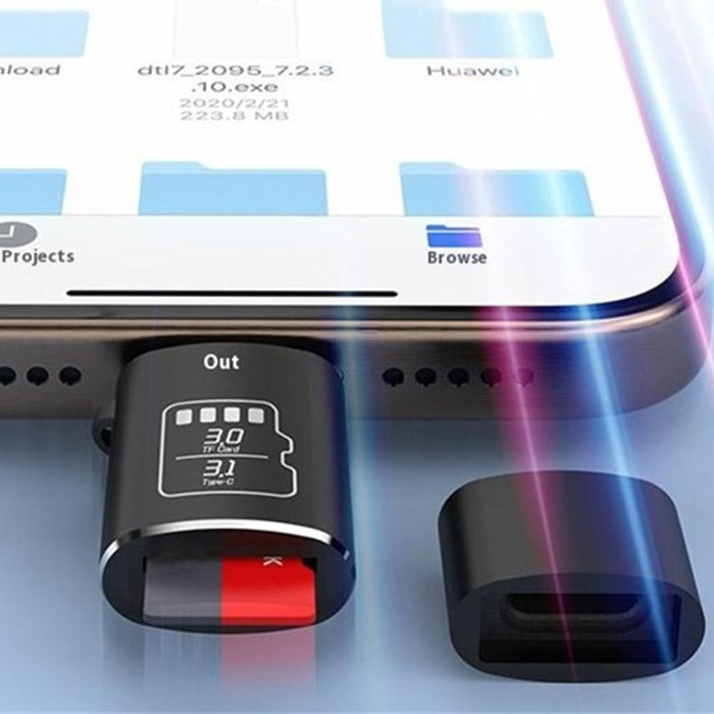 USB C 3.1 Kartenlesegerät Card Reader für Micro SD / SDXC / SDHC Speicherkarten - Schwarz
