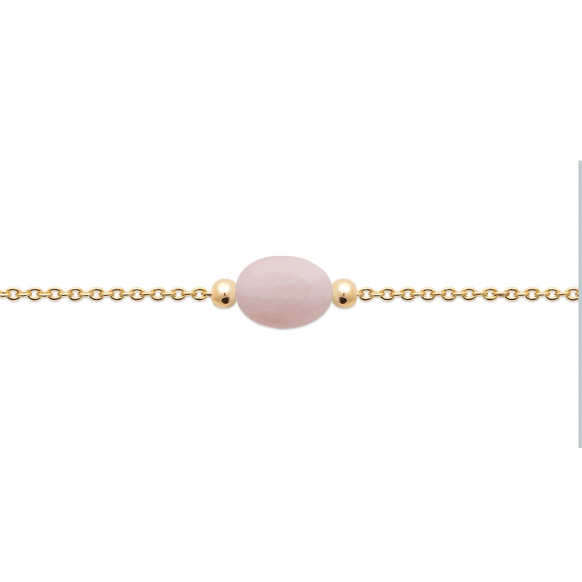 Collier Brillaxis plaqué or quartz rose 45cm