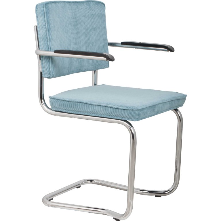 Zuiver Ridge Kink Rib stoel met armleuningen Blauw