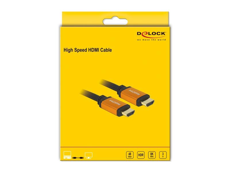 Delock Kabel 8K 60Hz HDMI - HDMI, 3 m Delock High Speed HDMI Kabel 48 Gbps 8K 60 Hz 3 m