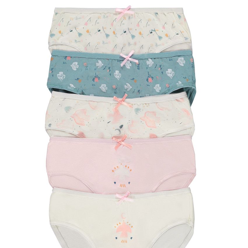 Lot de 5 culottes fantaisie en jersey pour fille - Ecru