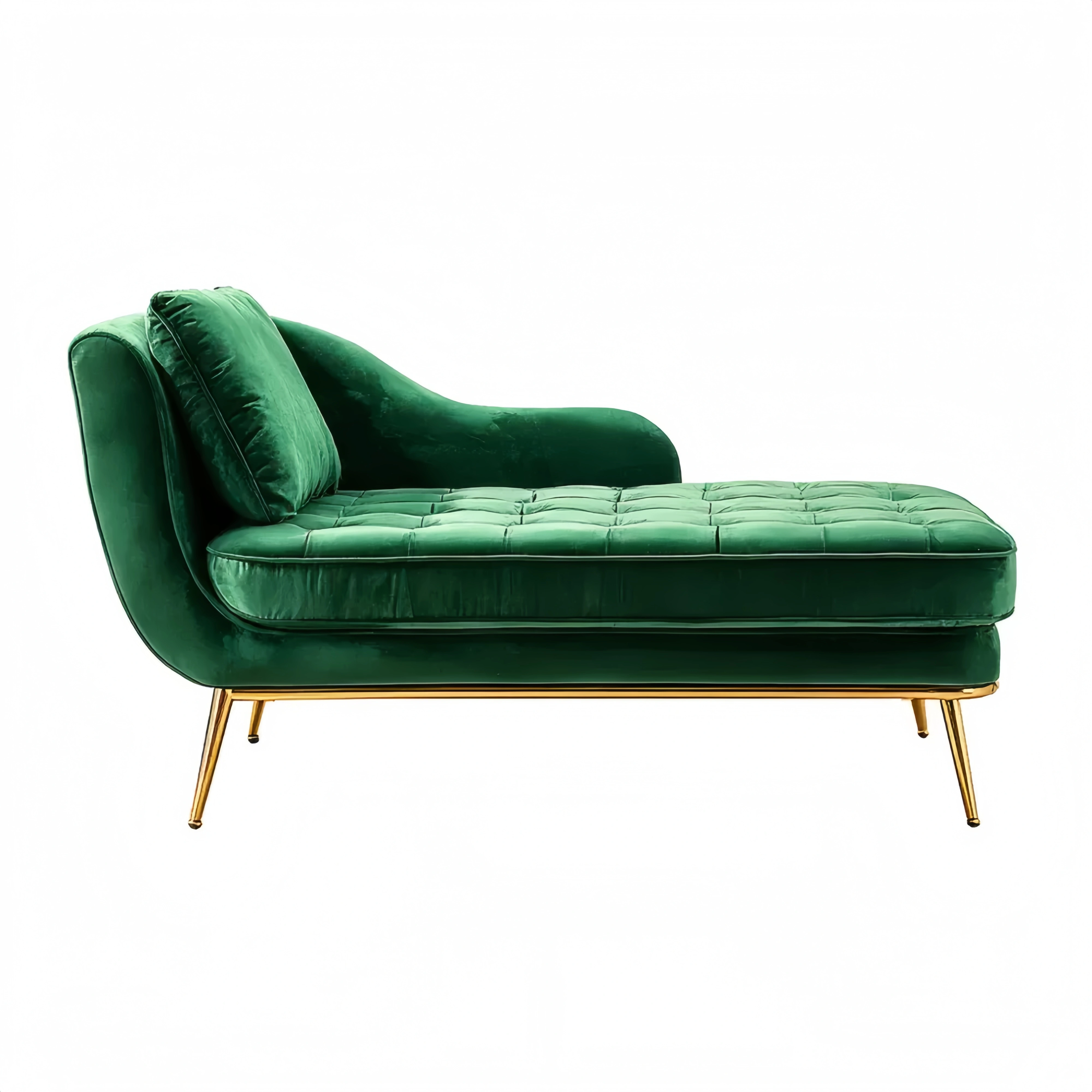 Chaiselongue Samt mit Metallbasis - Grün