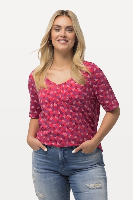 T-Shirt, A-Linie, Zierfalten, Herzausschnitt, Halbarm