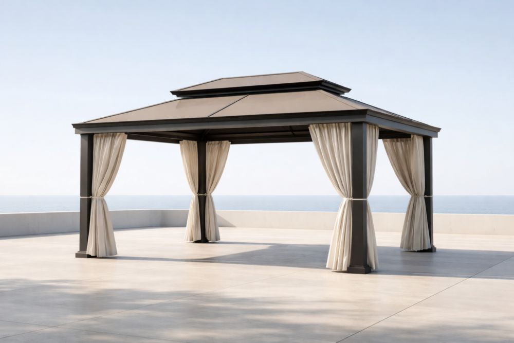 Gartenpavillon aus Aluminium mit Polycarbonatdach 400x 300x 300cm Beige