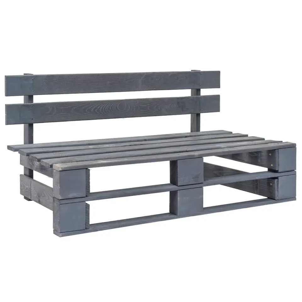 vidaXL - Tuinmiddenbank pallet - Grijs - Grenenhout