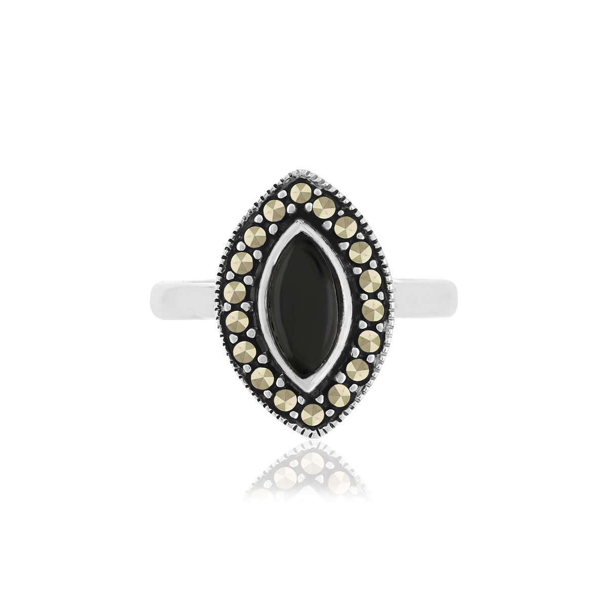 Bague argent 925 onyx marcassites