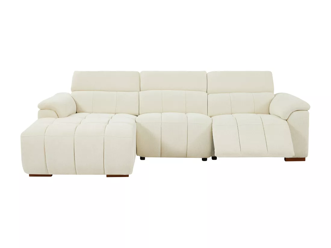 Canapé d'angle gauche relax électrique en tissu beige MOLPICA