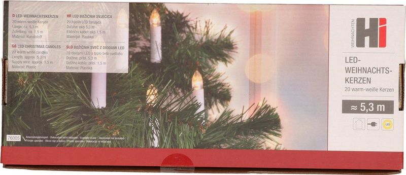 Kerstverlichting - 20 LED Kaarsen - Warm Wit - 530 cm