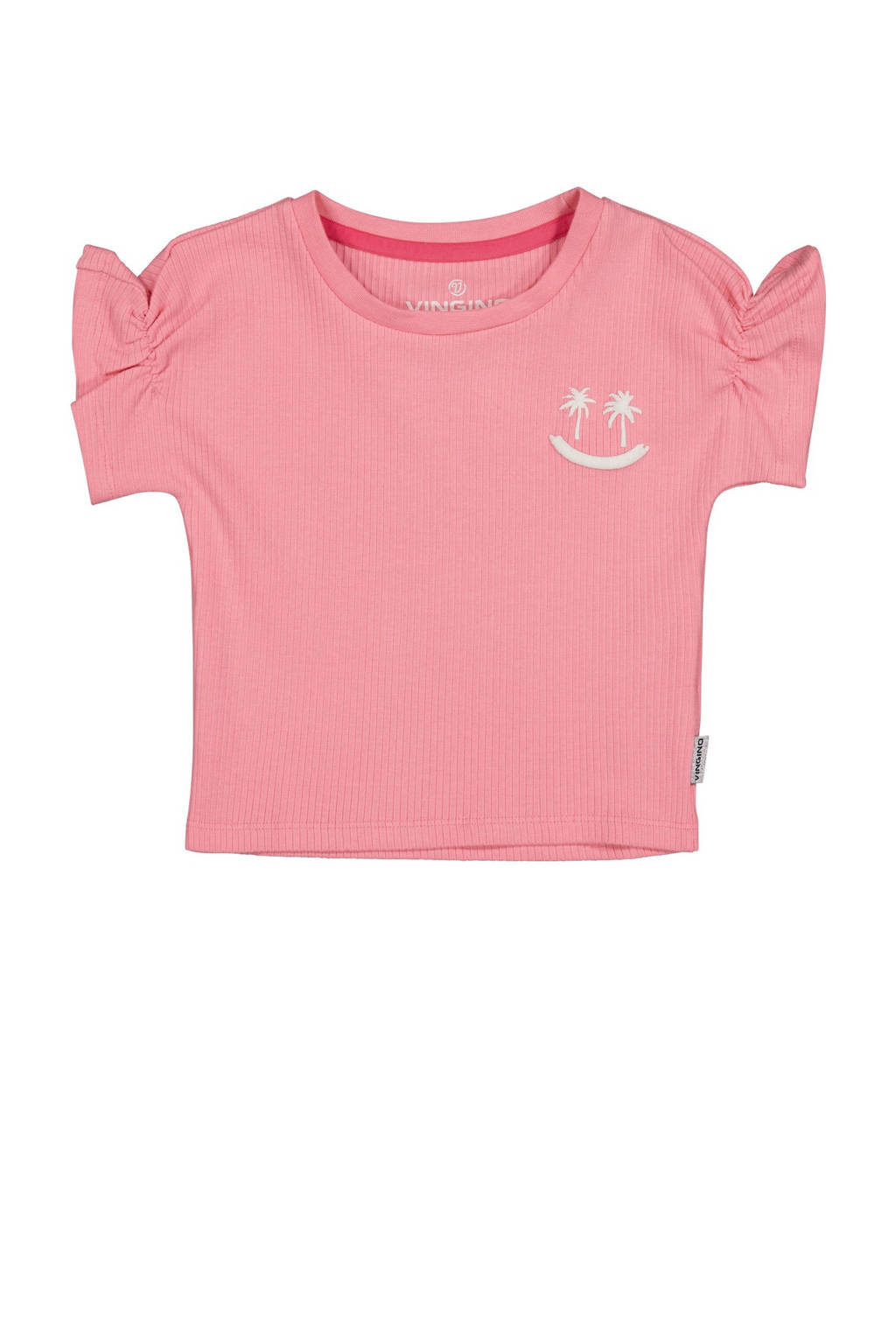 Vingino T-shirt HOLLIE met printopdruk en ruches roze