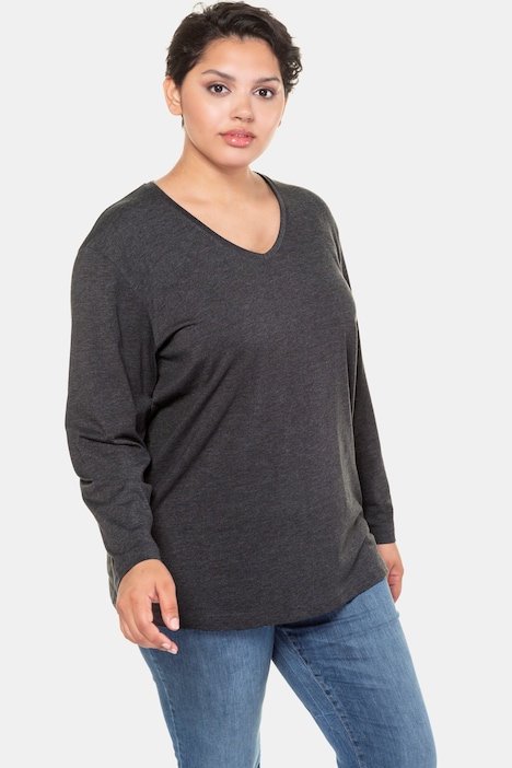 Shirt, V-Ausschnitt, Relaxed, Langarm