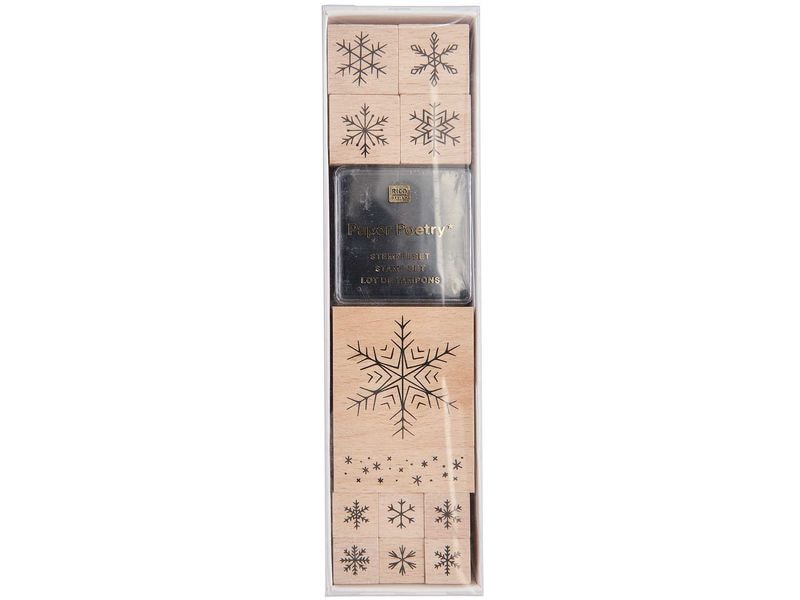 Rico Design Stempel Schneeflocken 13-teilig 13-teilige Holzstempelset