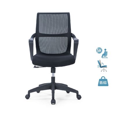 Fauteuil de bureau EDDY - accoudoirs fixes - noir