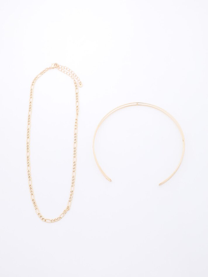 Conjunto de gargantilha e colar - Dourado