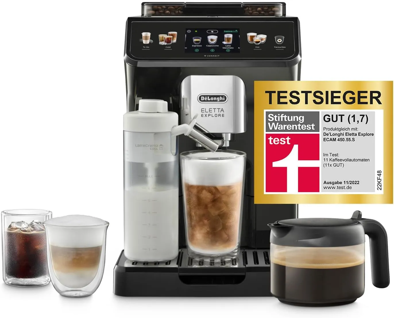De'Longhi Eletta Explore ECAM452.57.G Kaffeevollautomat, Schwarz