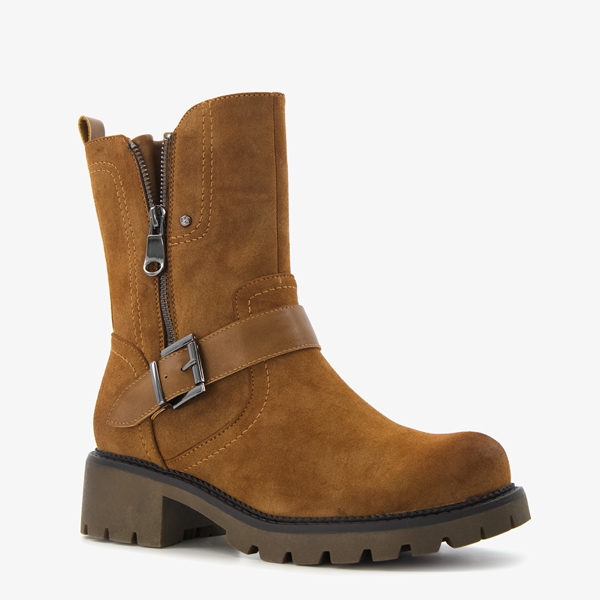 Supercracks gevoerde dames biker boots bruin