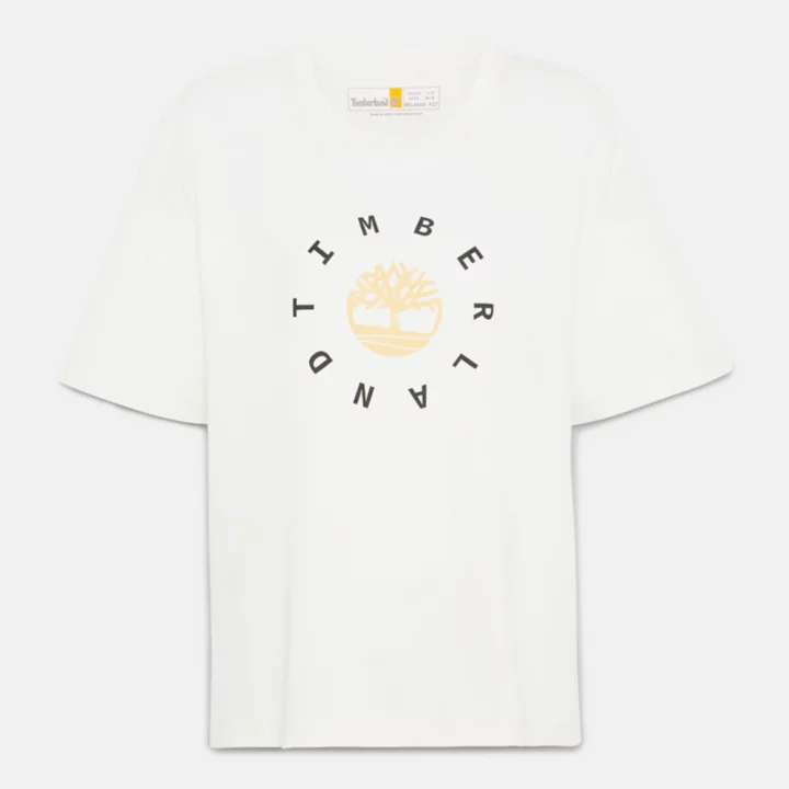 Camiseta feminina branca com logo da estação.