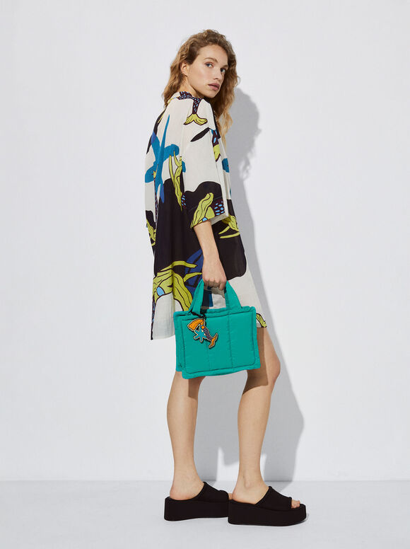 Bolsa de compras acolchoada em nylon - Azul