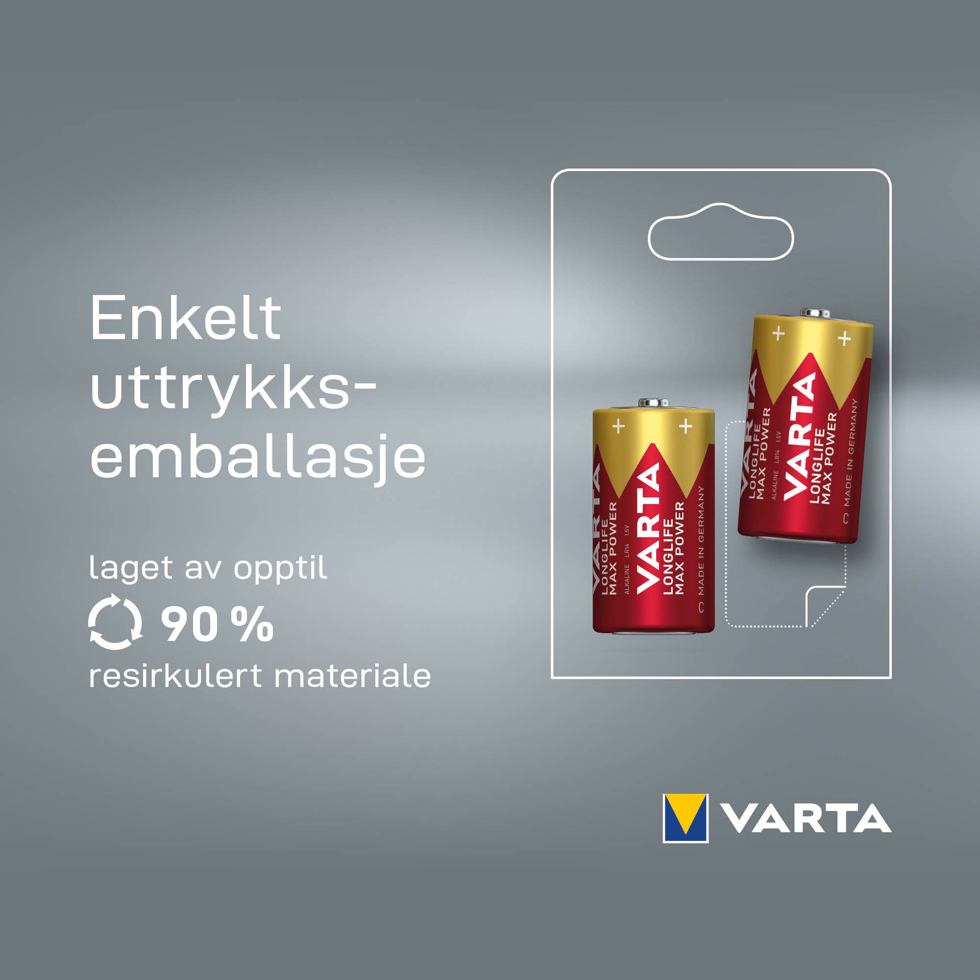 Varta Longlife Max Power C-batterier 2-pk.