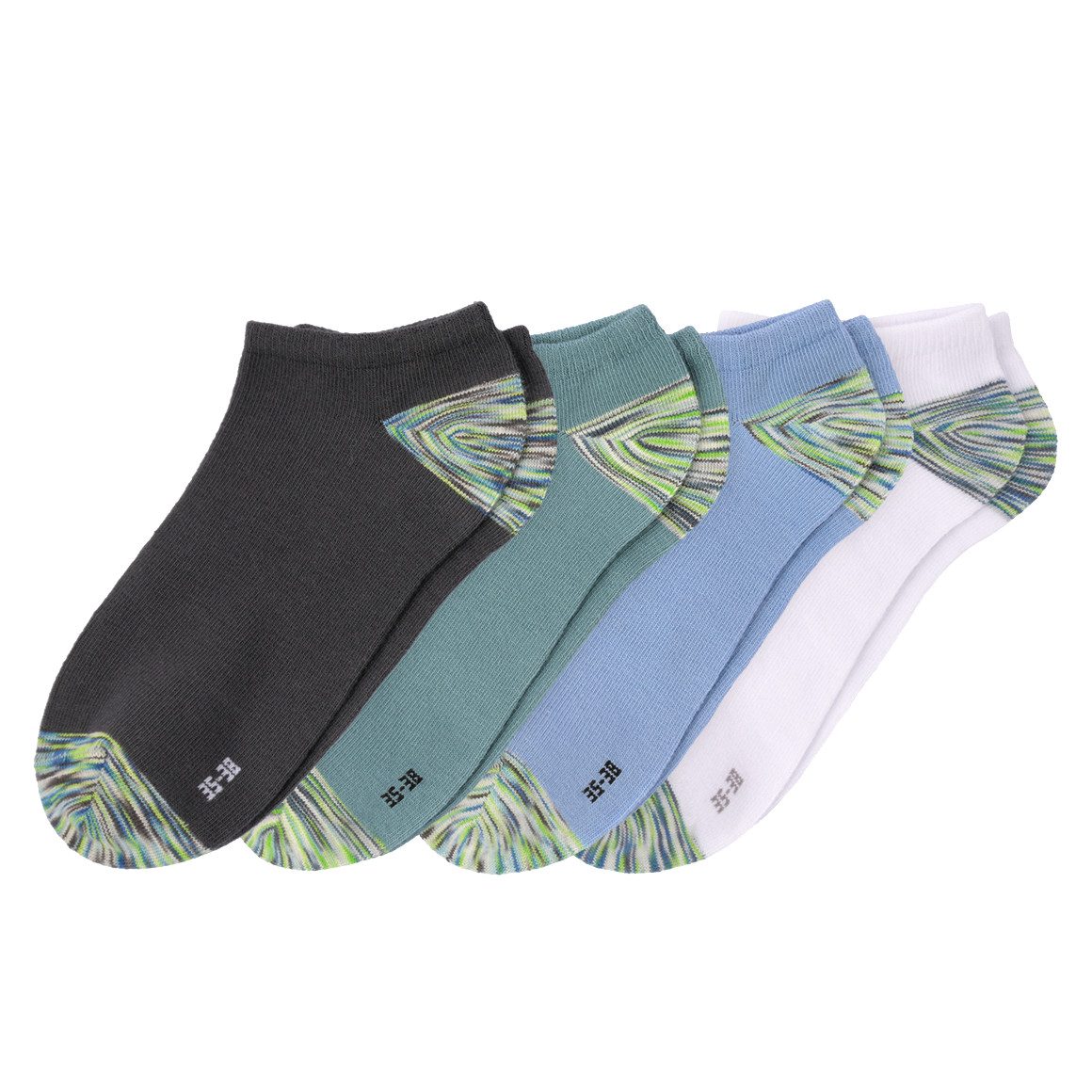 4 Paar Jungen Sneaker-Socken im Set dunkelgrün / weiss / hellblau