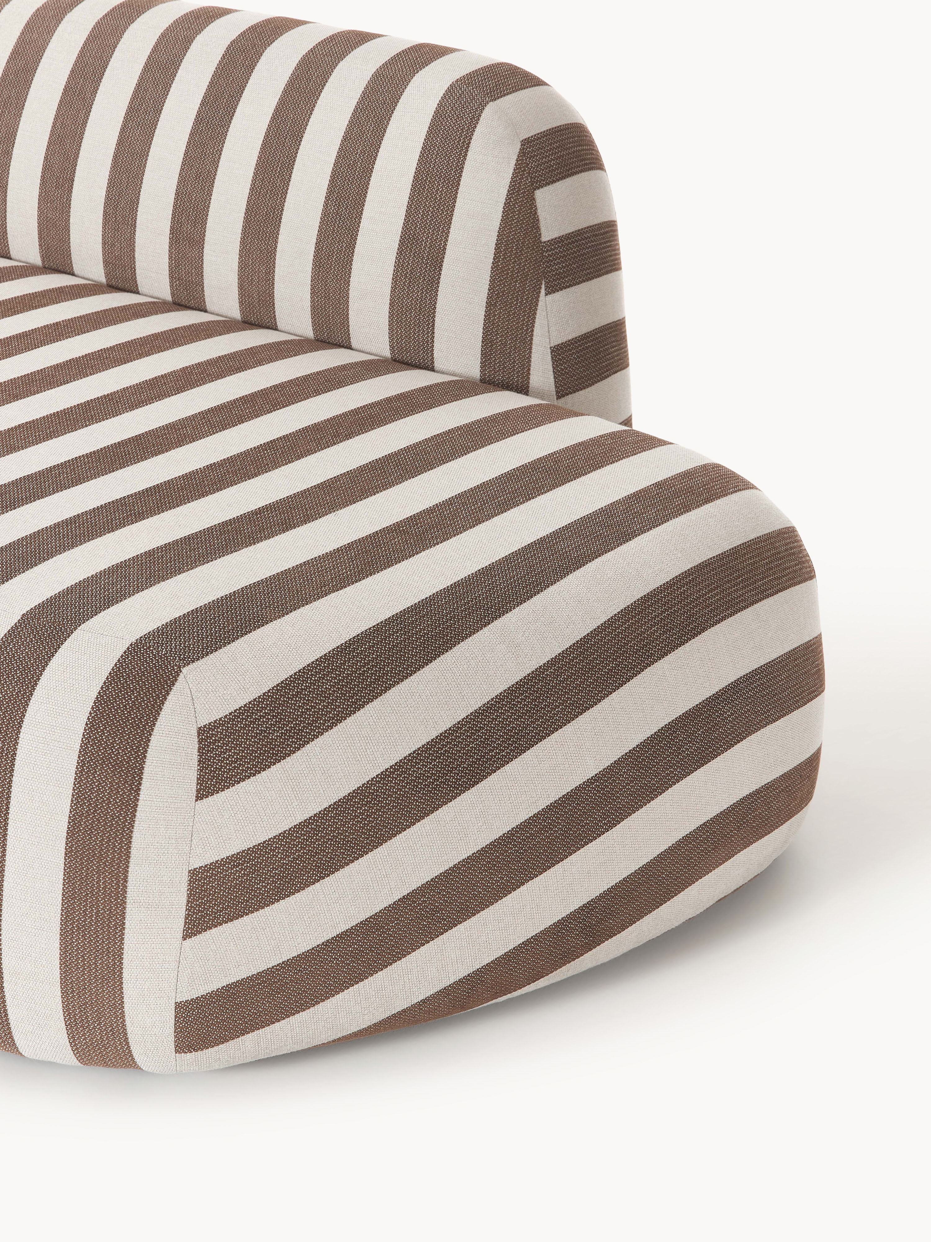 Gestreepte XL modulaire hoekbank Wolke met chaise longue