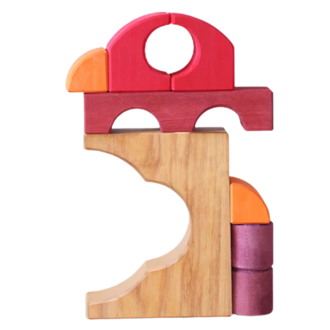 grimm's bouwblokken set - rood - 9st