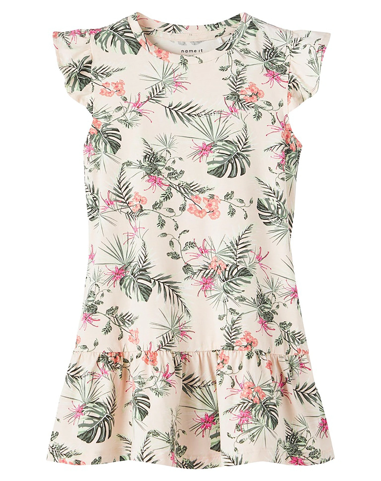 Kurzarmkleid NMFFLORENCE in créme de pêche