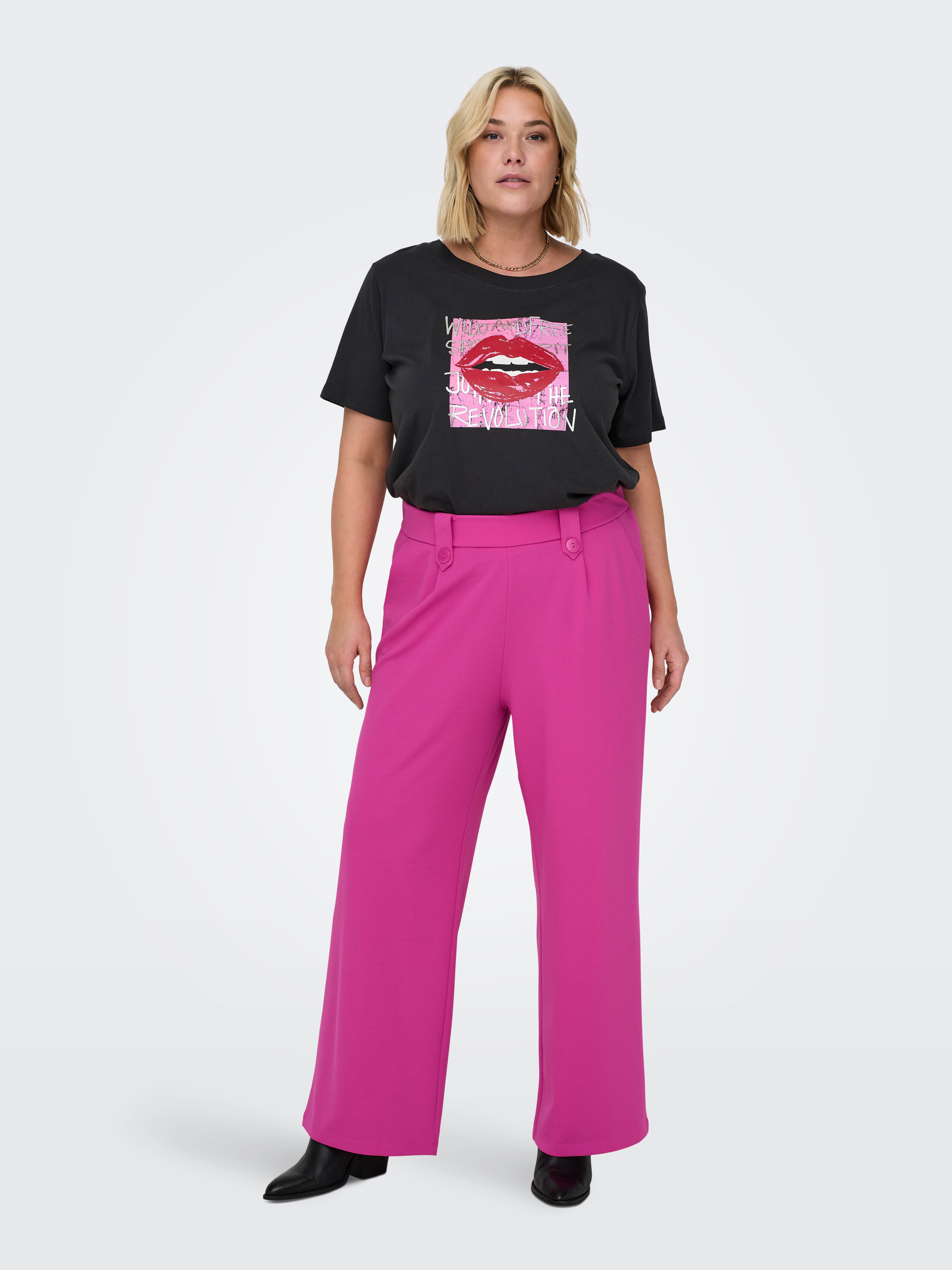 CARSANIA Normal geschnitten Hose mit weitem Beinschnitt Raspberry Rose