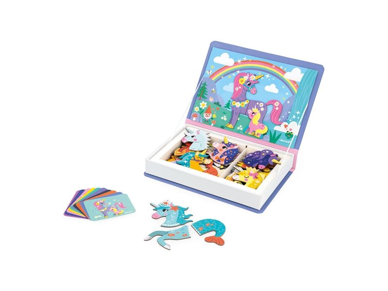 Janod Beschäftigungsspielzeug Magnetbuch Einhorn Beschäftigungsspielzeug mit Magnetfiguren