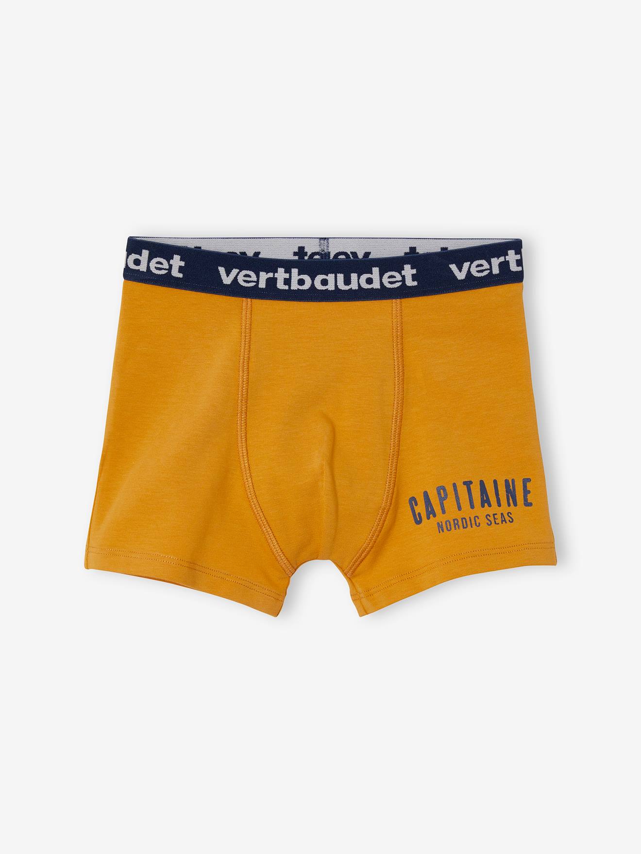 Conjunto de 5 cuecas boxer elásticas, com estampa de baleias e certificação Oeko-Tex®, para meninos, na cor azul claro.