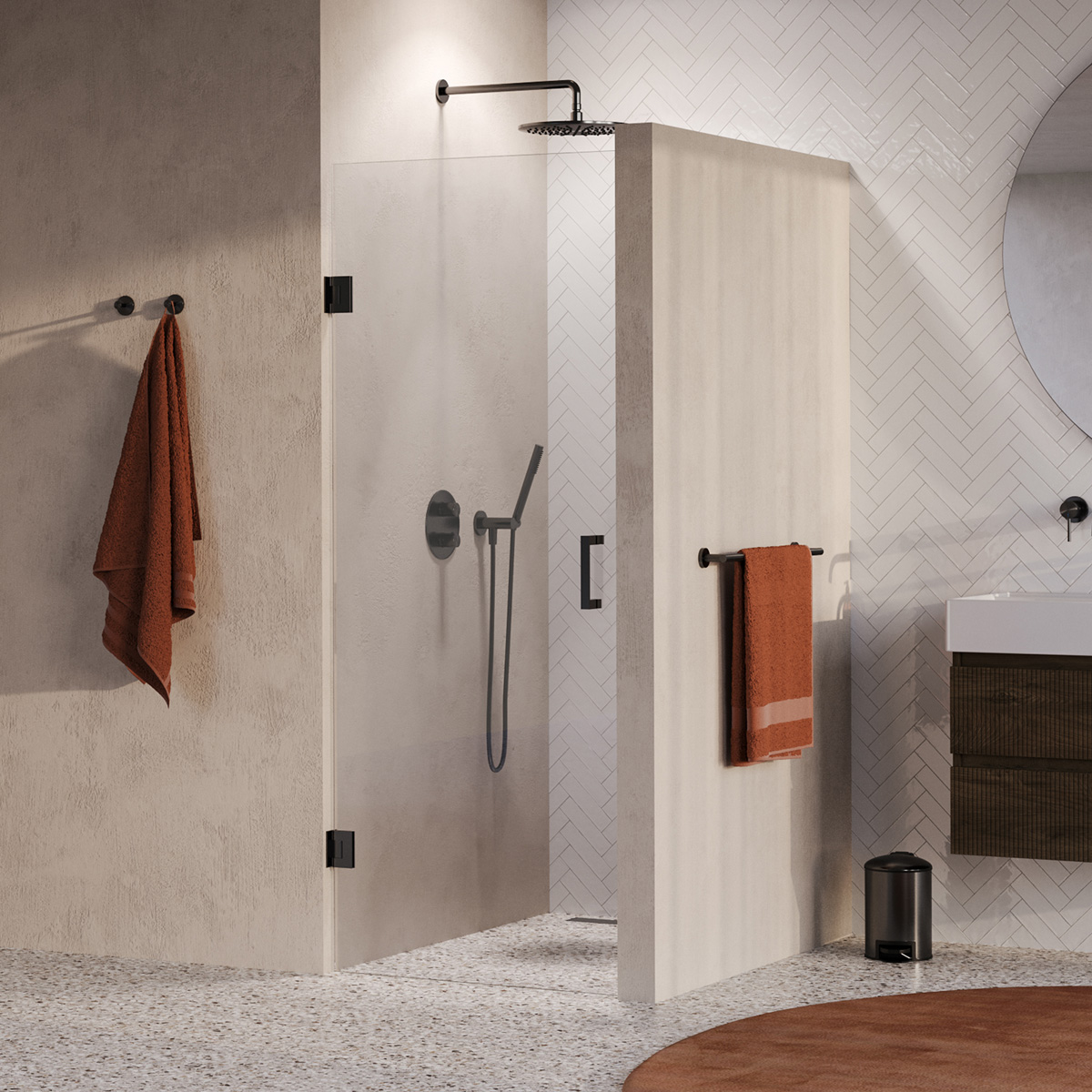 Brauer Void profielloze nisdeur 70cm gunmetal geborsteld PVD