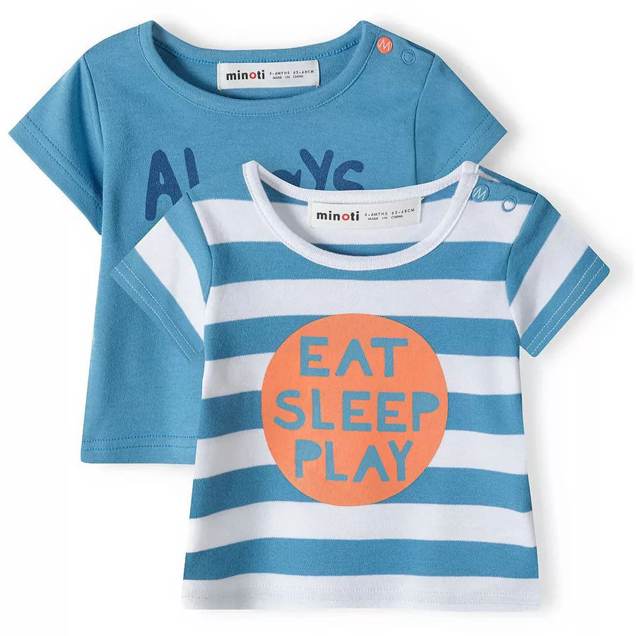 MINOTI 2er-Pack T-Shirts AquamarinWeiß
