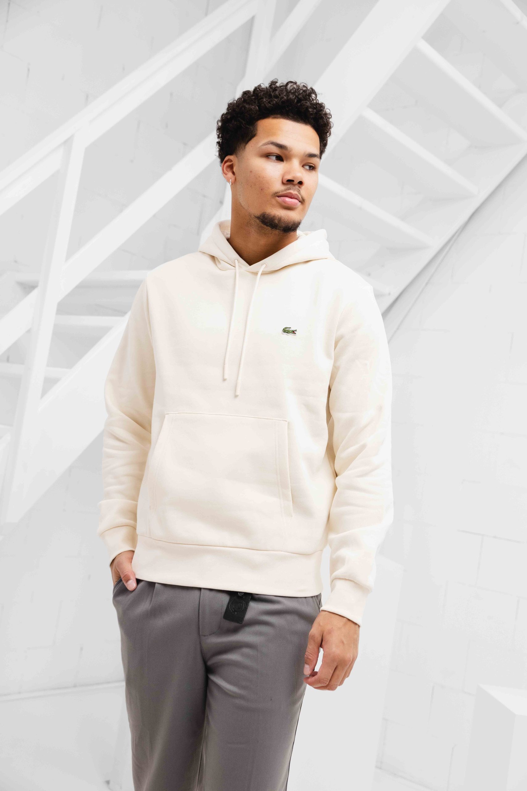 Lacoste Fleece Hoodie Heren Beige