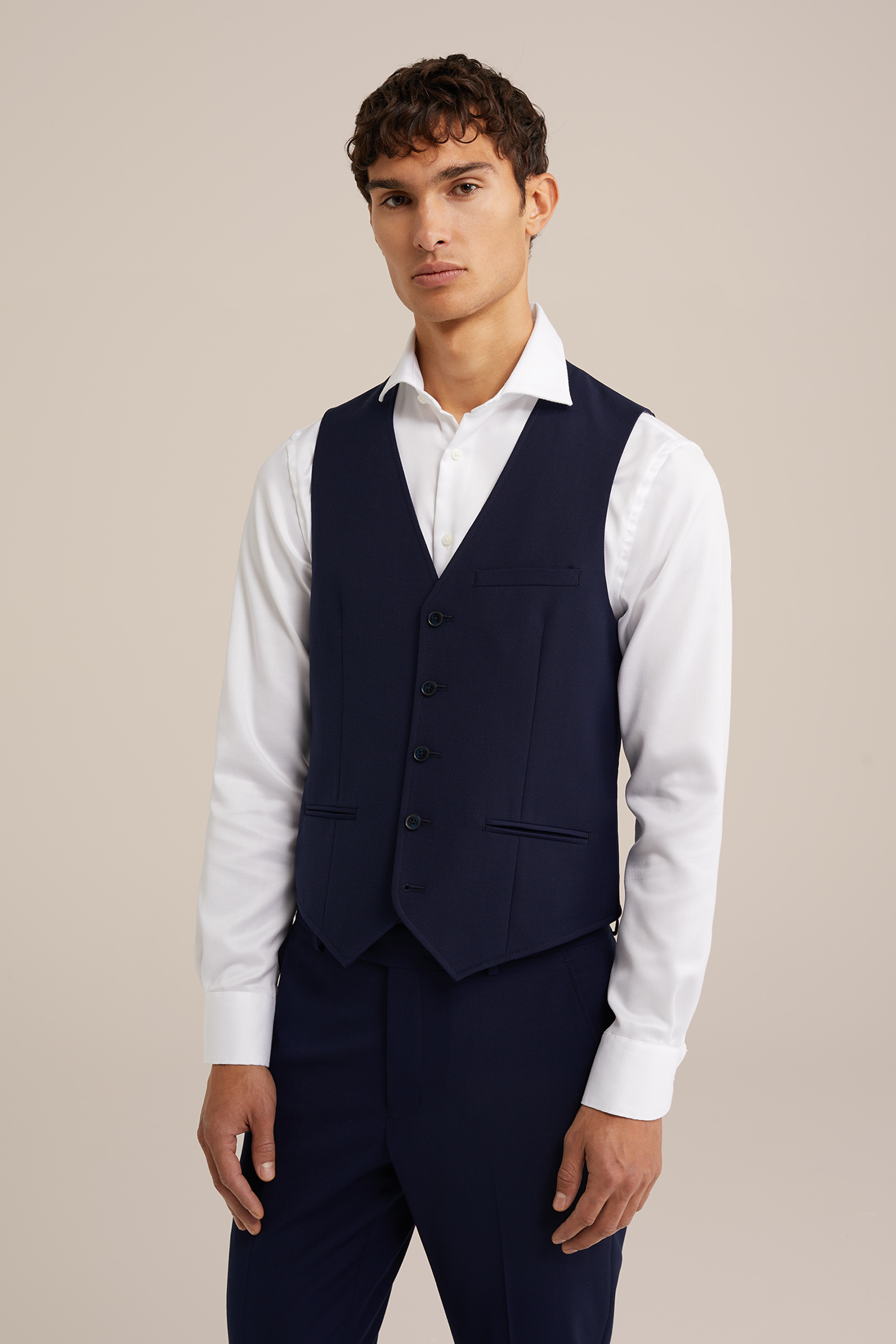 premium wolmix gilet WE Fashion Donkerblauw