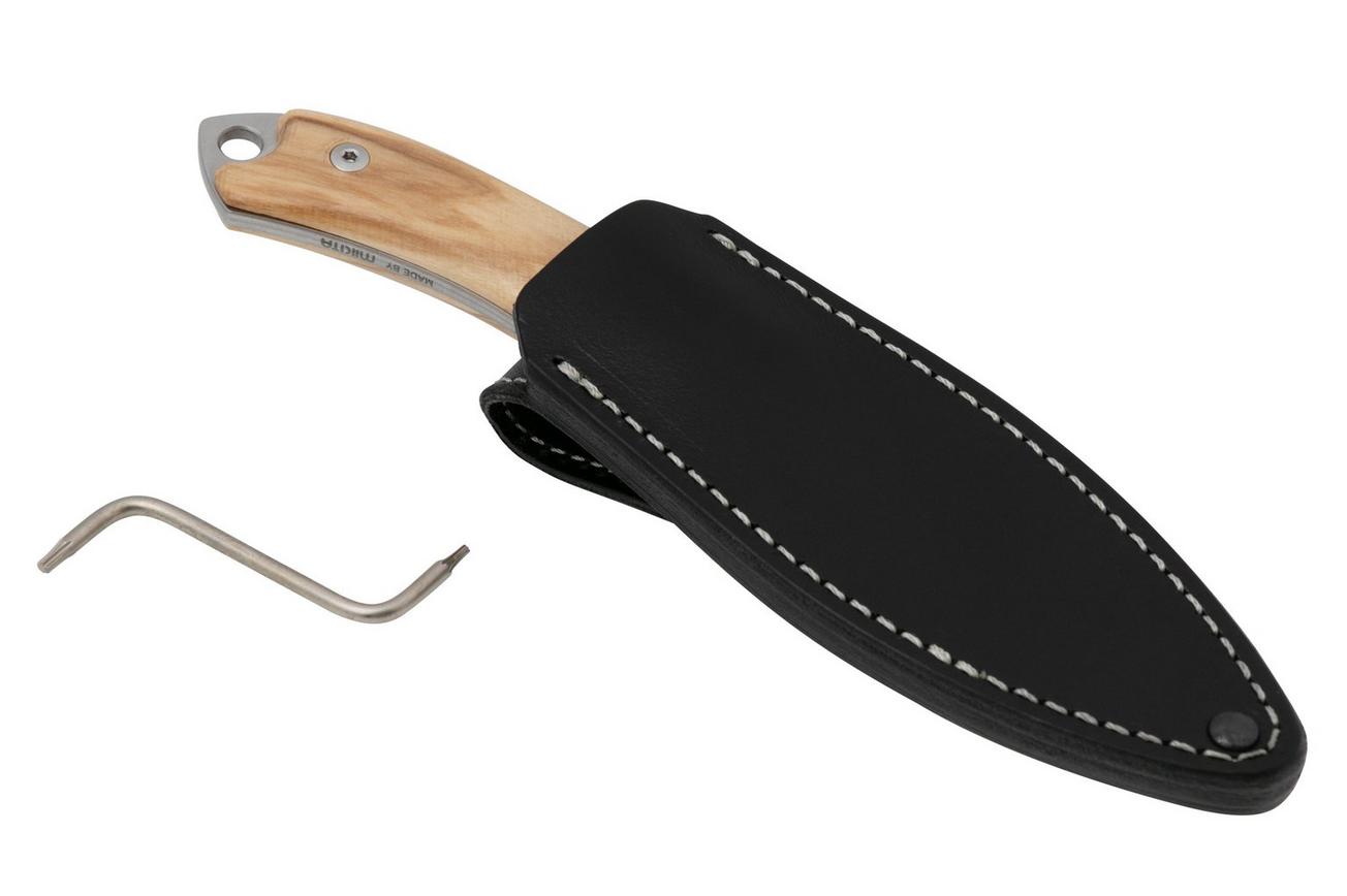MKM Pocket Tango 1 Nessmuk PT1-O Olive Wood vaststaand mes, David C. Andersen design