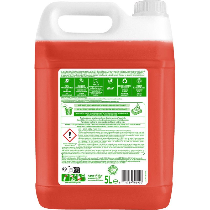 Nettoyant multi-usages Ajax Fête des fleurs, Coquelicot - Bidon de 5 L