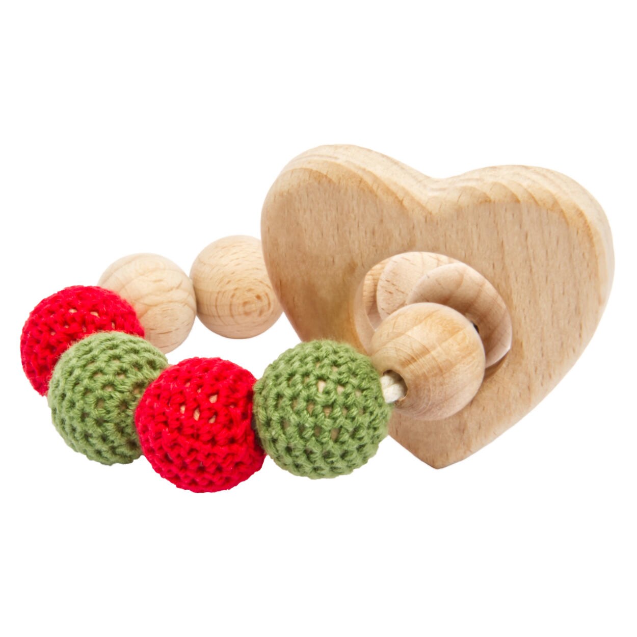 Handgestrickter Reh Ivy Set Babyrassel Holzspielzeug und Baumwolle