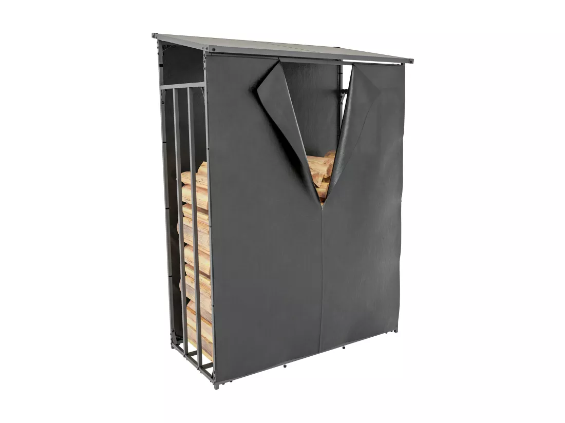 Etagère bois de cheminée - Métal - 130 x 70 x 185cm - Anthracite - Ruston