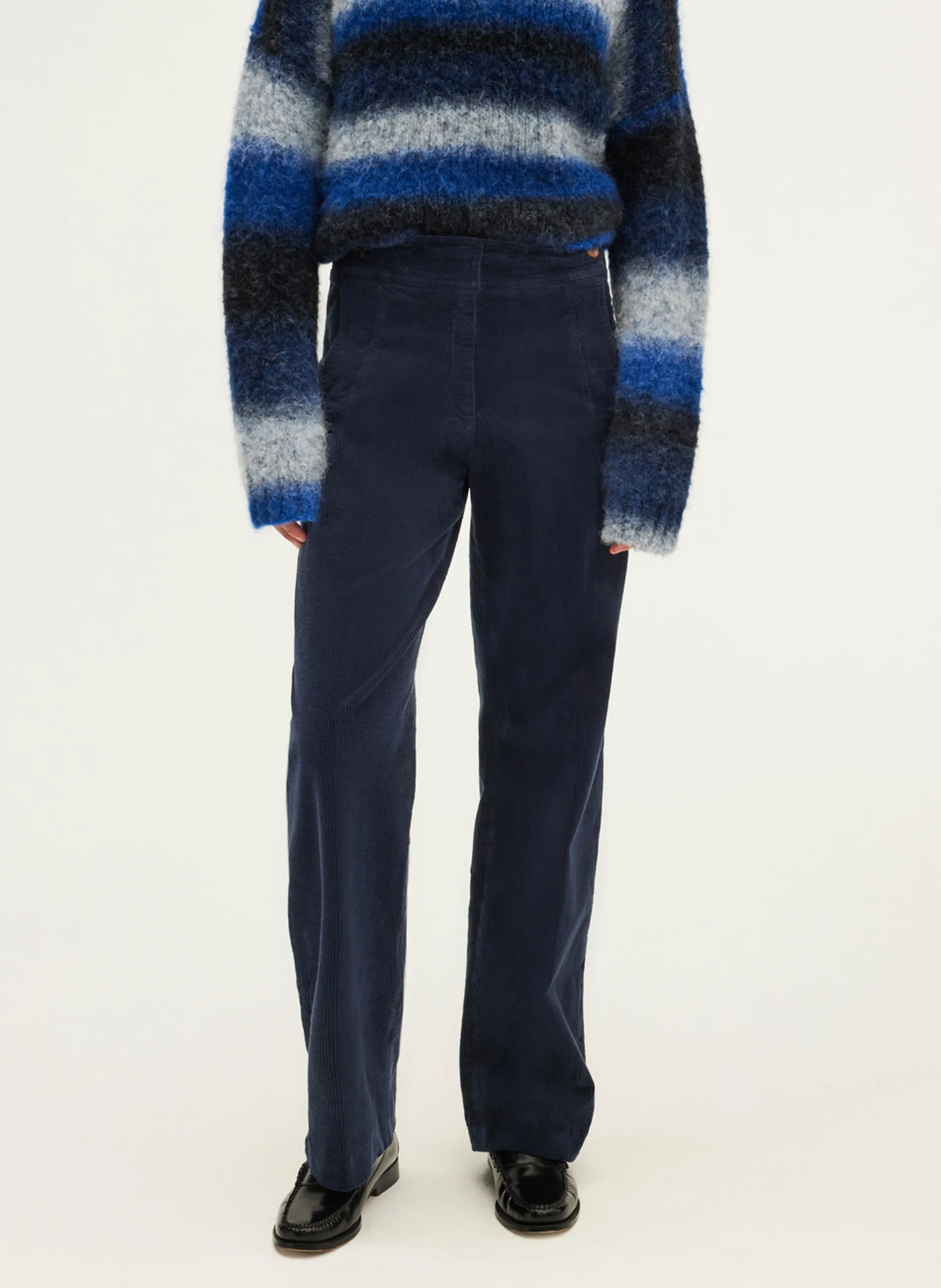 NUR - Pantalon droit en velours côtelé | Bleu