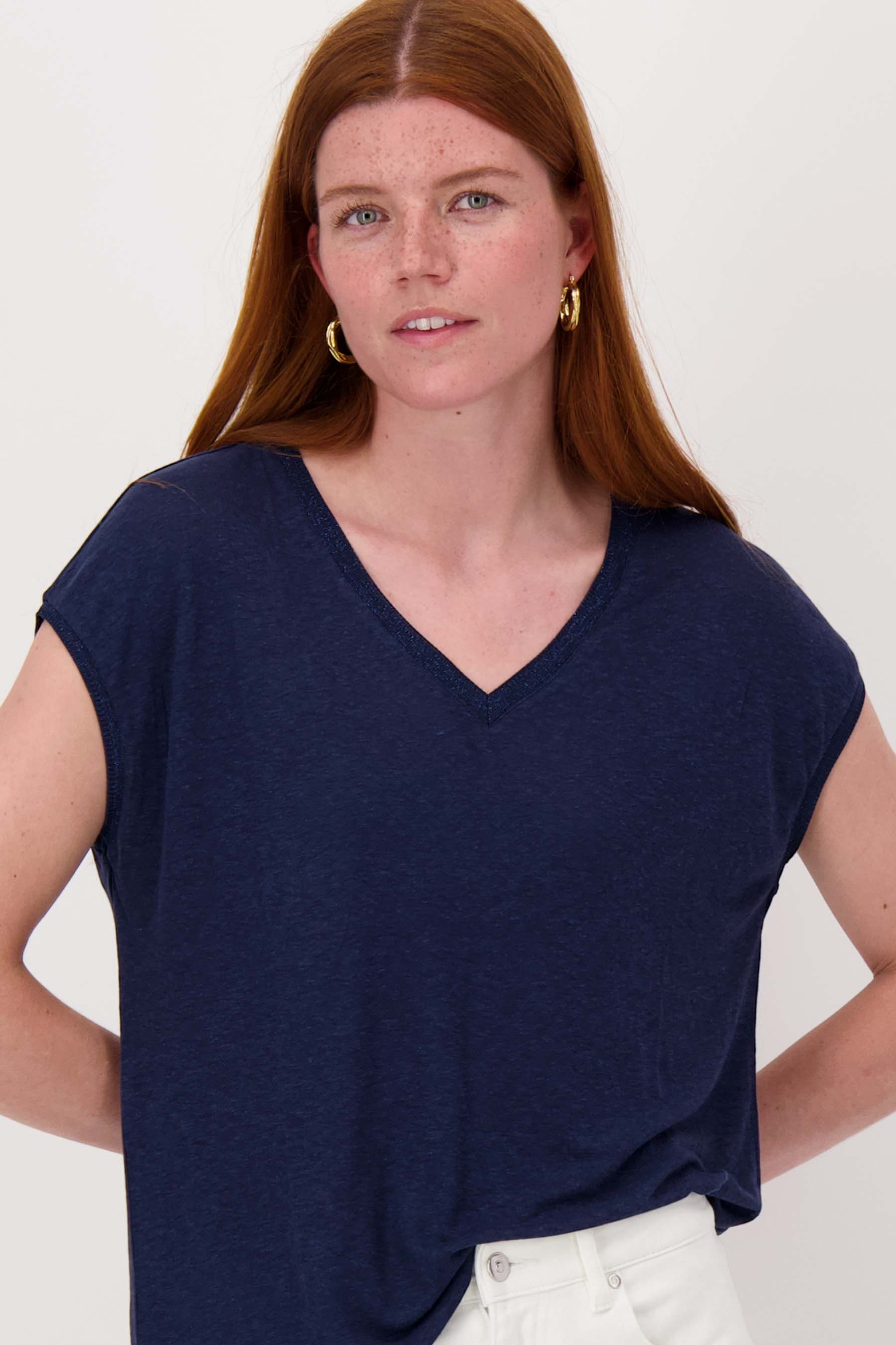 V hals top met lurex boord