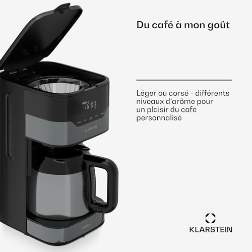 KLARSTEIN Cafetiere 1.2L avec Filtre, Cafetières, Machines à Café et Machines à Expresso 800W, Cafetière Electrique en Acier Inoxydable, Machine à Café à Filtre, Machine a Cafe Chaud et Glacé : Cuisine et Maison