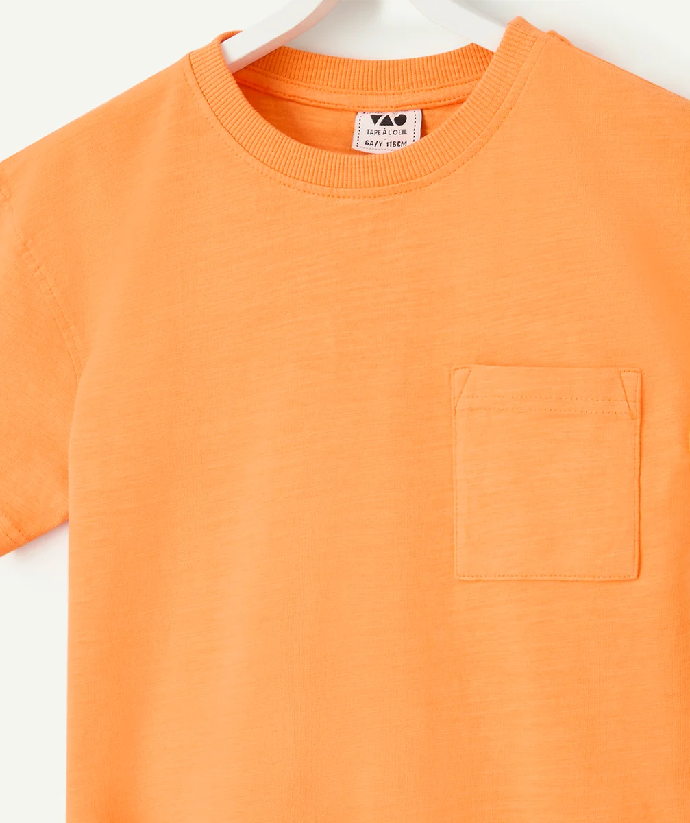t-shirt manches courtes garçon en coton bio orange