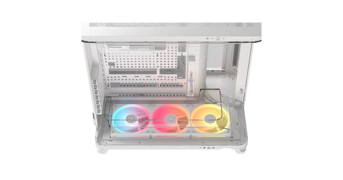 CorsairAIR 5400 LX-R LINK midi tower behuizing  (Wit | 3x USB-C | RGB | Tempered Glass)