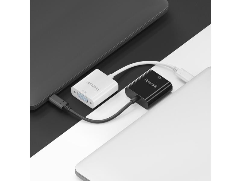PureLink Adapter IS221 USB Type-C - VGA, Schwarz PureLink Premium USB-C auf VGA (Alt Mode) Adapter, Portsaver 0,10m, schwarz