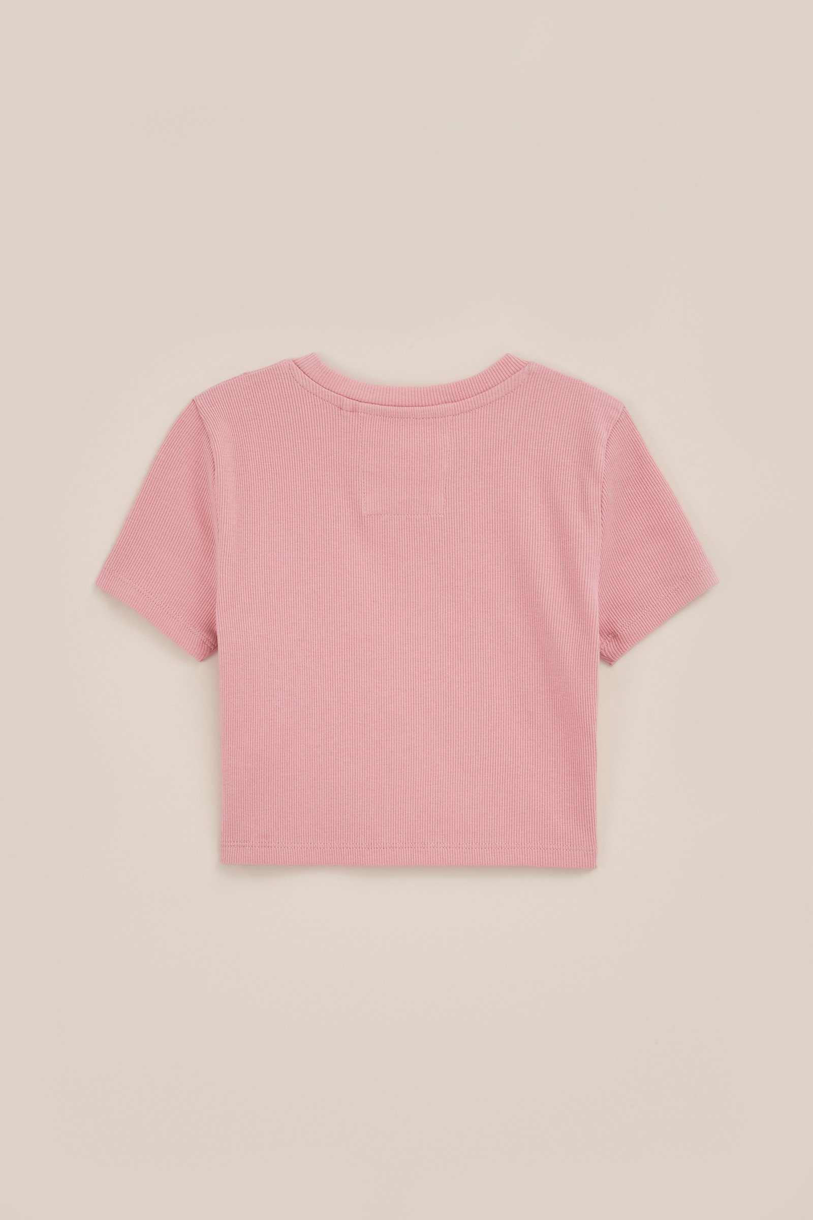 Meisjes cropped T-shirt van ribstof WE Fashion Lichtroze
