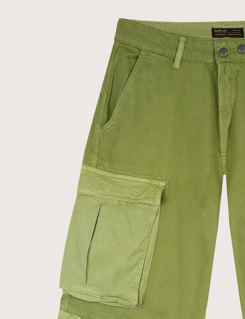 REPLAY PANTALON FEMME CARGO COMBAT MILVA KAKI